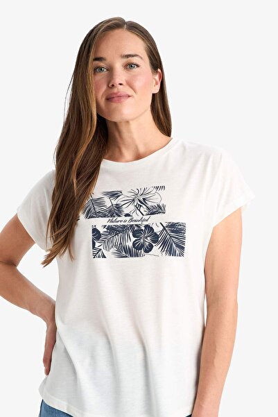 DeFacto Regular Fit Crew Neck Printed Short Sleeve T-Shirt F3555Ax25Sm