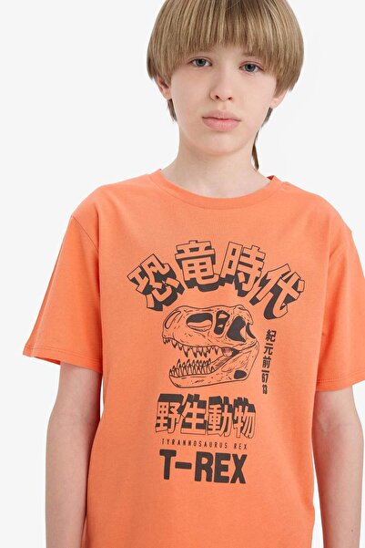 DeFacto Boy's Crew Neck Printed Short Sleeve T-Shirt F0180A825Sm