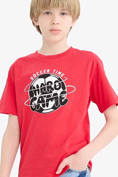 DeFacto Boy's Crew Neck Printed Short Sleeve T-Shirt F0178A825Sm