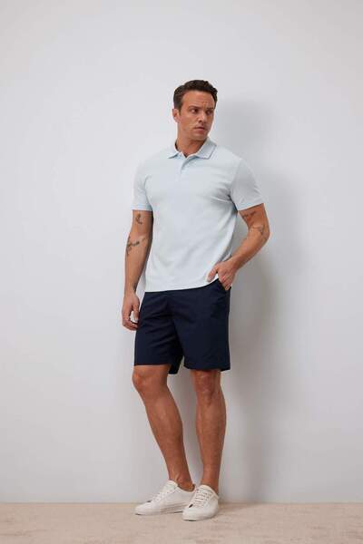 DeFacto Regular Fit Polo Yaka Dokulu Basic Düz Kısa Kollu Tişört B4939AX25SM