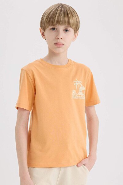 DeFacto Boy's Crew Neck Printed Short Sleeve T-Shirt E0167A825Sm