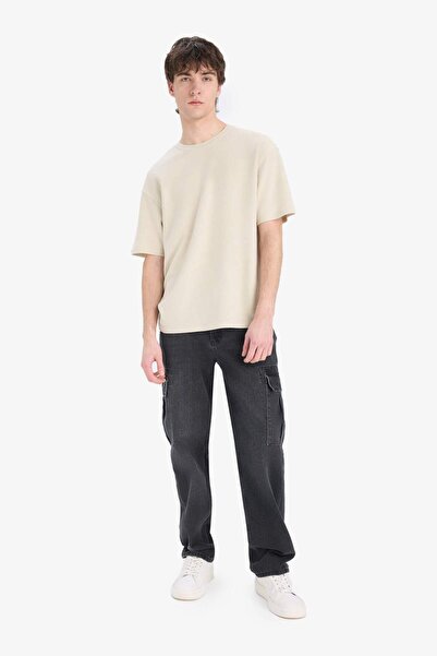 DeFacto Boxy Fit Bisiklet Yaka Kısa Kollu Tişört D5482AX25SP