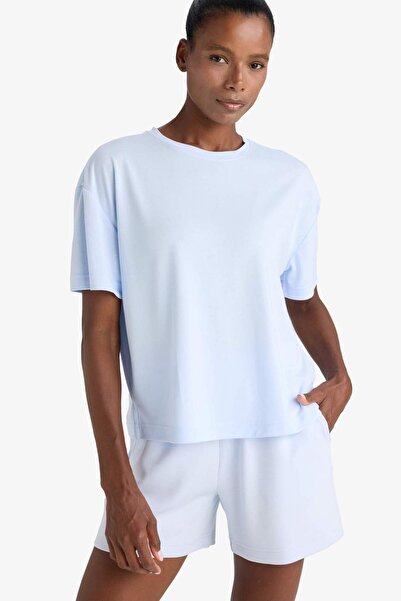 DeFacto Tricou cu mânecă scurtă modal cu decolteu larg și oversize DeFactoFit E2932AX25SM