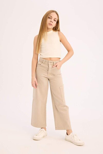 DeFacto Girls Wide Leg Cargo Wide Leg Jean Pants C0451A825Sm