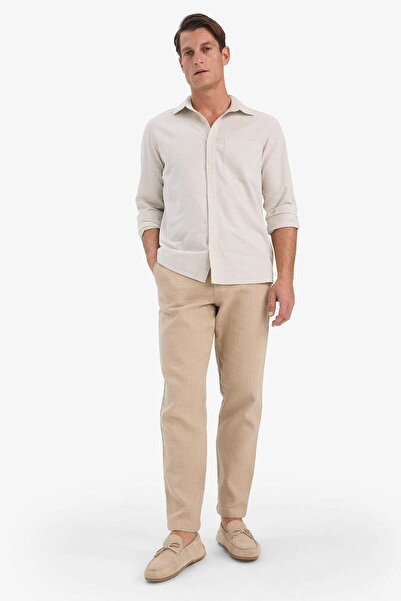 DeFacto %100 Pamuk Yazlık Jogger Pantolon Regular Fit Normal Kesim Keten Görünümlü Düz Paça Cepli B4138AX25S