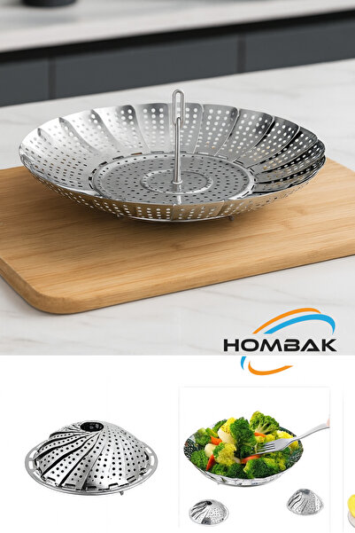 PAZAROLAY سلة طبخ الخضار على البخار، جهاز غليان، باخرة قابلة للطي من الفولاذ ...