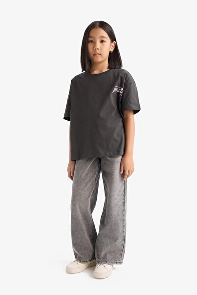 DeFacto Κορίτσια Crew λαιμόκοψη Πλάτες Oversize Φαρδιά Εφαρμογή Κοντομάνικο T-shirt E0367A825SM