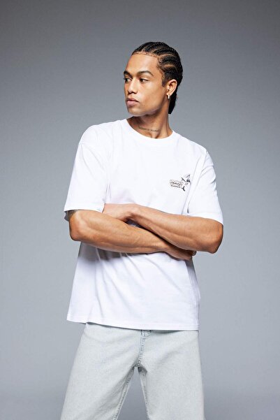 DeFacto Μπλουζάκι με κοντό μανίκι με στάμπα στην πλάτη, 100% βαμβάκι Looney Tunes E0615AX25SM