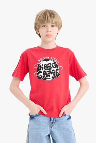 DeFacto Boy's Crew Neck Printed Short Sleeve T-Shirt F0178A825Sm