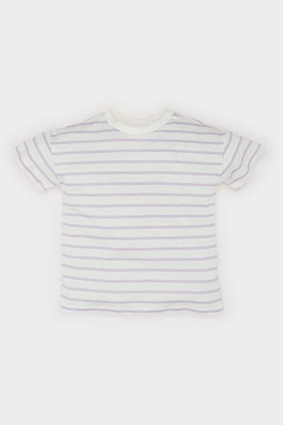 DeFacto Baby Girl Crew Neck Striped Short Sleeve T-Shirt E5415A525Sm