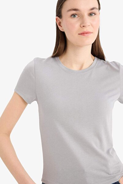 DeFacto Fitted Crew Neck Basic Plain Short Sleeve T-Shirt E7953Ax25Sm