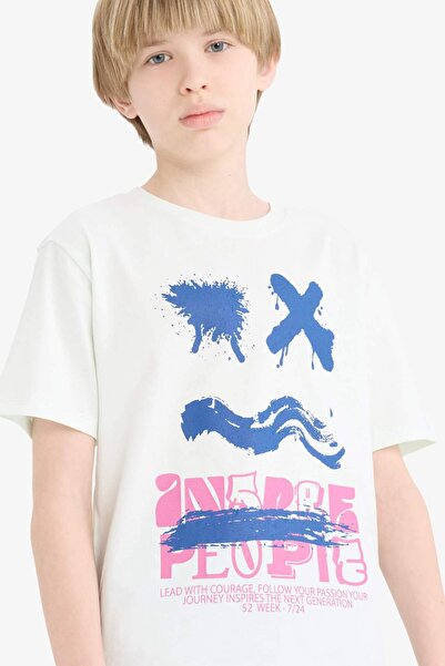 DeFacto Tricou cu mânecă scurtă cu imprimeu pentru băiat E7494A825SM