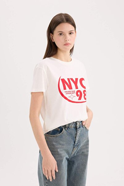 DeFacto Regular Fit Crew Neck Printed Short Sleeve T-Shirt D9603Ax25Sm