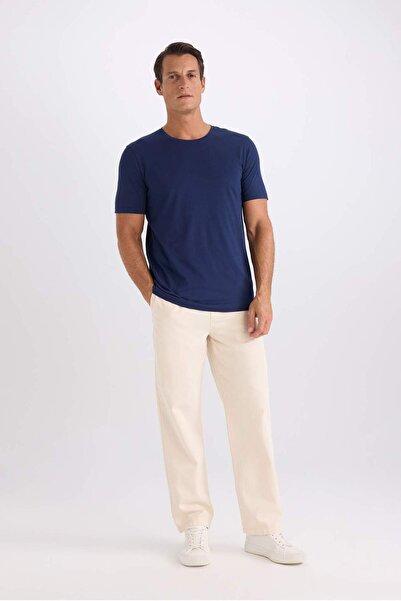 DeFacto Сlim Fit вузький крій, велосипедний комір, бавовна з модалом, базовий прямий короткий рукав, футболка M6606AZ25SP