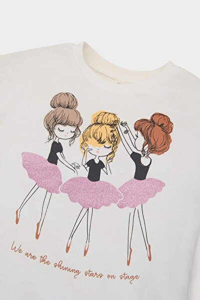 DeFacto Kız Bebek 2'li Takım Balerin Baskılı Uzun Kollu Tişört Beli Lastikli Tayt E5563A525SP