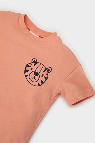 DeFacto Baby Boy Crew Neck Printed Short Sleeve T-Shirt D7910A525Sm