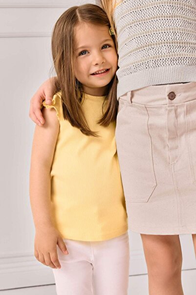 DeFacto Baby Girl 2-Piece Set Short Sleeve T-Shirt Floral Crinkle Viscose Pants E7798A525Sm