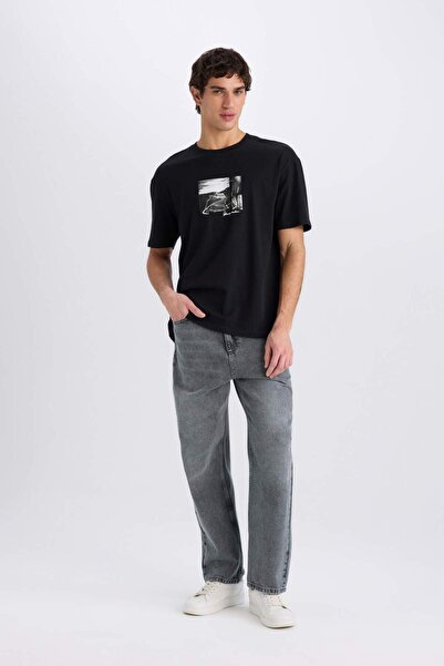 DeFacto Тениска с къс ръкав и кръгло деколте, 100% памук, с щампа, E1723AX25SM