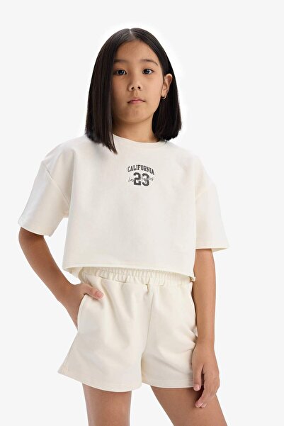 DeFacto Girl's 2 Piece Set Printed Short Sleeve T-Shirt Shorts E0730A825Sm