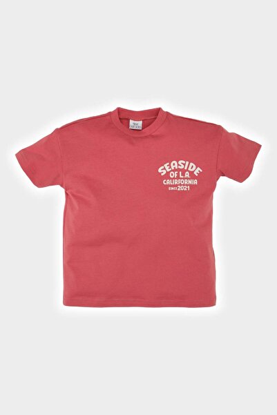 DeFacto Μπλουζάκι με κοντό μανίκι με μοτίβο σλόγκαν με κανονική εφαρμογή για αγοράκι D7910A525SM