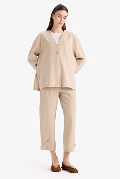 DeFacto Linen Blended Basic Straight Short Leg Harem Pants B7506Ax25Sp