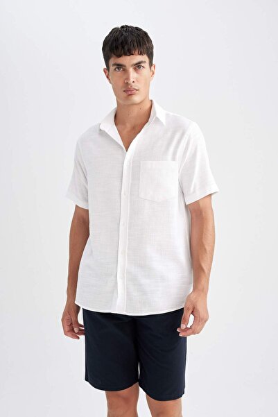 DeFacto 100% Cotton Elastic Waist Bermuda Shorts with Pockets D8174Ax24Sm