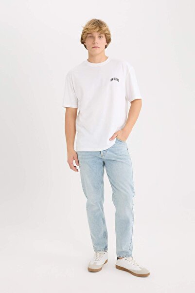 DeFacto Tricou cu mânecă scurtă imprimat cu decolteu rotund 100% bumbac D5568AX25SP
