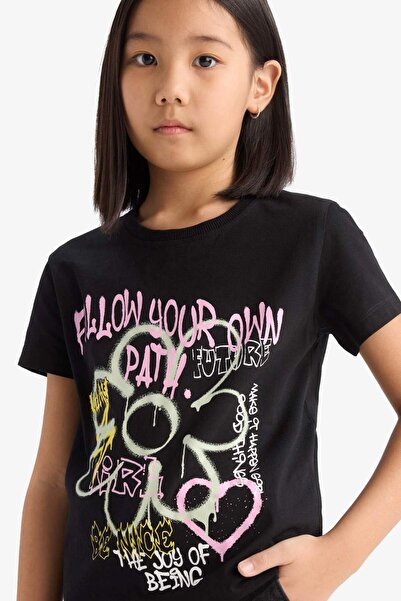 DeFacto Tricou cu mânecă scurtă imprimat pentru fete E0383A825SM