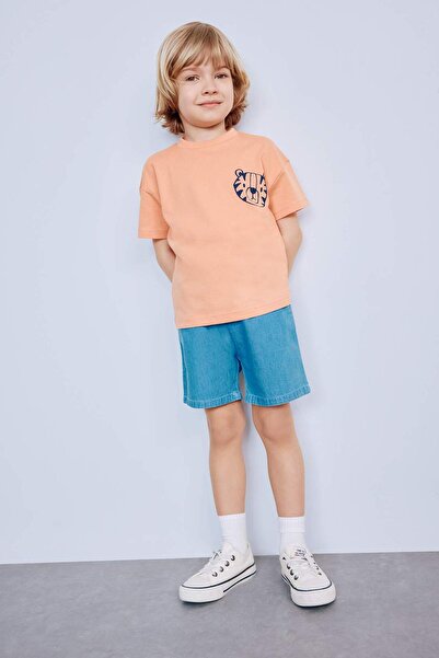 DeFacto Baby Boy Crew Neck Printed Short Sleeve T-Shirt D7910A525Sm
