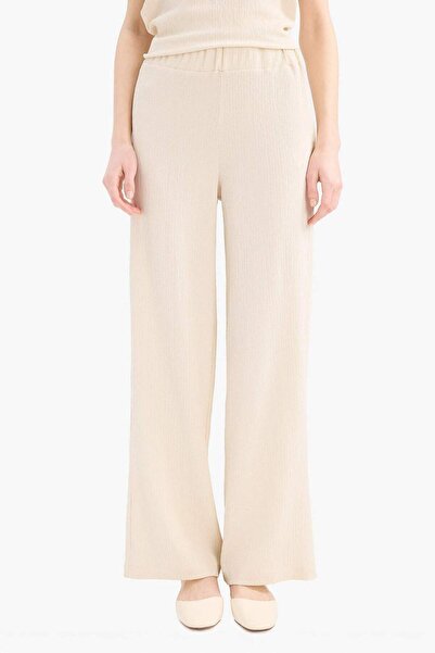 DeFacto Bürümcük Pantolon Wide Leg Geniş Bol Paça Beli Lastikli C0200AX25SP