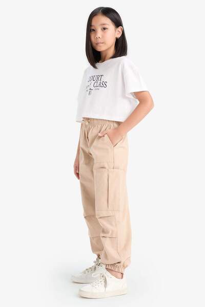 DeFacto Kız Çocuk Paraşüt Kargo Cepli Jogger Paça Pantolon E0162A825SM