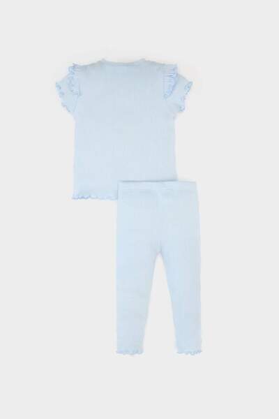 DeFacto Kız Bebek 2li Takım Baskılı Kısa Kollu Fitilli Kaşkorse Tişört Beli Lastikli Alt A0457A525SM