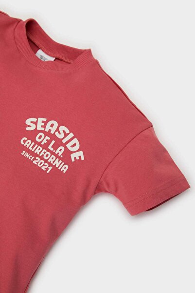 DeFacto Μπλουζάκι με κοντό μανίκι με μοτίβο σλόγκαν με κανονική εφαρμογή για αγοράκι D7910A525SM