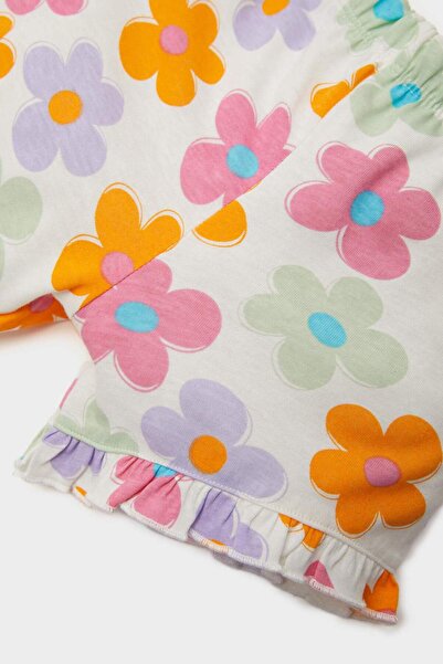 DeFacto Βρεφικά κορίτσια 2 τμχ Σετ εμπριμέ κοντομάνικο μπλουζάκι Floral σορτς E0684A525SM