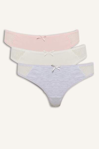 DeFacto Lace Detailed 3-Piece Thong-Fall in Love E7669Ax25Sp