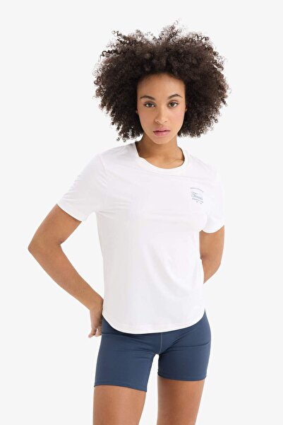 DeFacto Tricou cu mânecă scurtă pentru sport, cu decolteu lat, oversize, cu imprimeu, D9298AX25SP