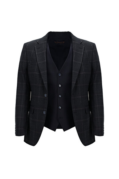 Abdullah Kiğılı Slim Fit Slim Fit Woolen Combination Vest Suit
