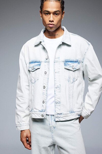 DeFacto %100 Pamuk Oversize Geniş Kalıp Mevsimlik Baharlık Denim Ceket D7741AX25SP
