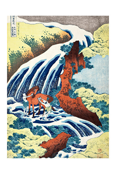 POSTER Sanatsal Duvar Dekoru | Ukiyo-e Stili Şelaledeki Savaşçı Posteri/Çerçe...