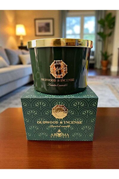 Aroma شمعة معطرة برائحة خشب العود والبخور بـ3 فتائل