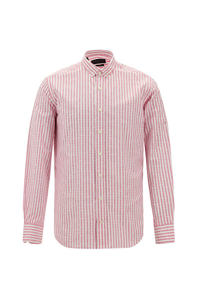 Abdullah Kiğılı Striped Slim Fit Sports Cotton Shirt - Long Sleeve
