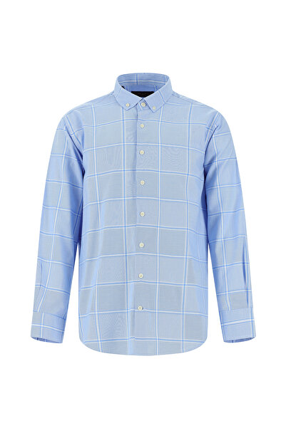 Kiğılı Cămașă cu mânecă lungă, în carouri, din bumbac, cu guler cu nasturi