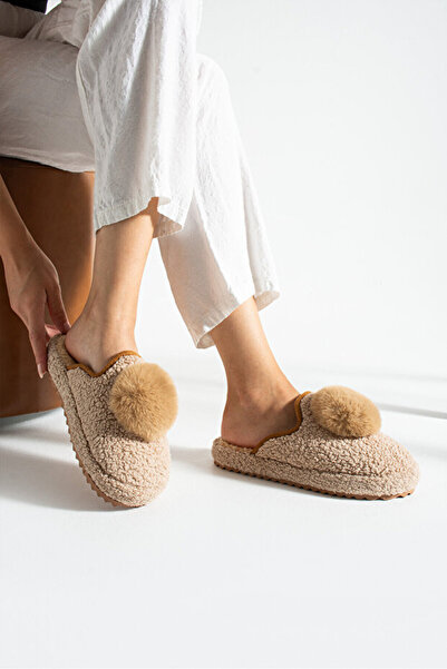 STOCON Γυναικείες παντόφλες με πομπόν για το σπίτι που δεν κάνουν θόρυβο Χειμερινές παντόφλες με χοντρή σόλα STC1162