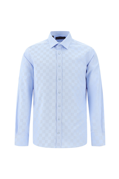 Kiğılı Long Sleeve Slim Fit Slim Fit Patterned Cotton Shirt