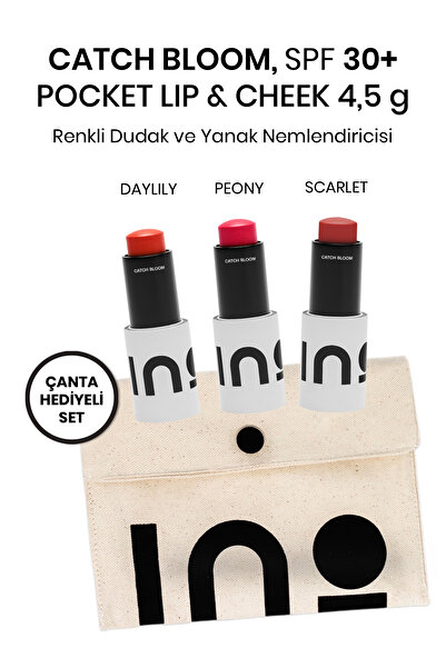 INO Cosmetic Catch Bloom Pocket Lip & Cheek Stick Scarlet Peony Daylily, Pocket Size, 4,5gr