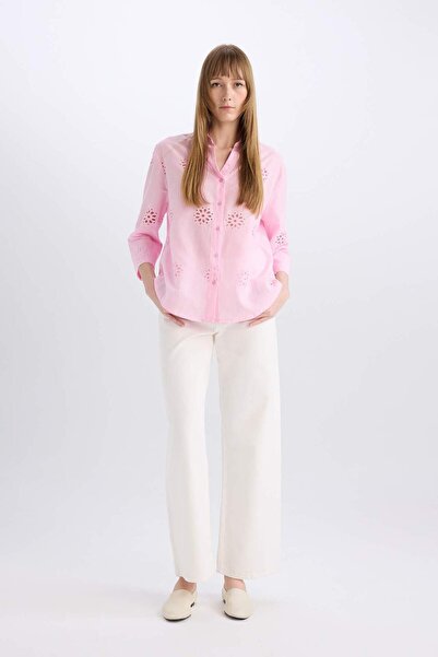 DeFacto Oversize Wide Fit Brode Long Sleeve Shirt B5419Ax25Sp