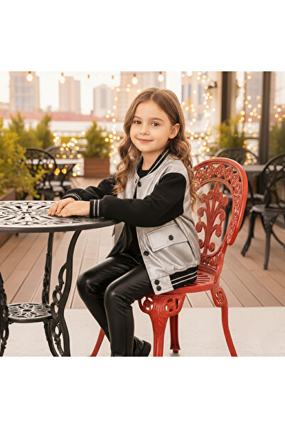 Coolimino كومينو كوميجيرل سترة فضية بأكمام طويلة للفتيات بأزرار 2-3-4-5 سنوات