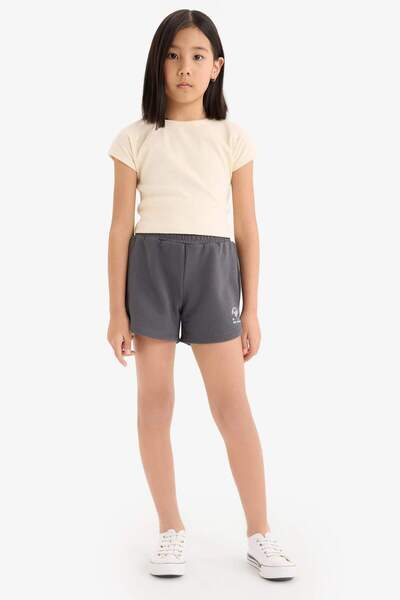 DeFacto Kız Çocuk Beli Lastikli Baskılı Şort E0729A825HS