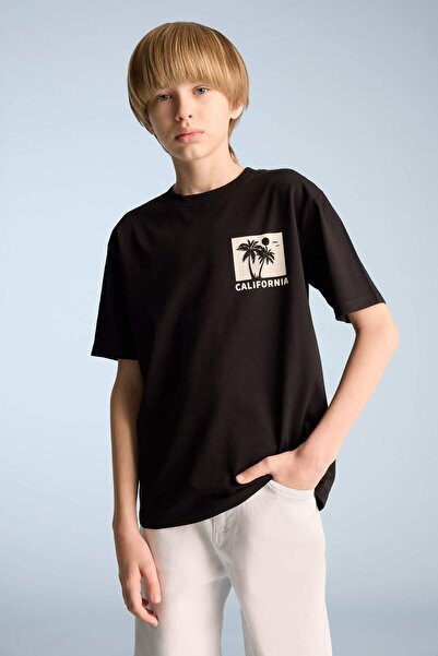 DeFacto Boy's Crew Neck Back Printed Short Sleeve T-Shirt E0099A825Sm