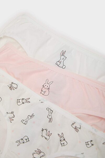 DeFacto Kız Çocuk Desenli 3'lü Slip Külot E7068A825SP